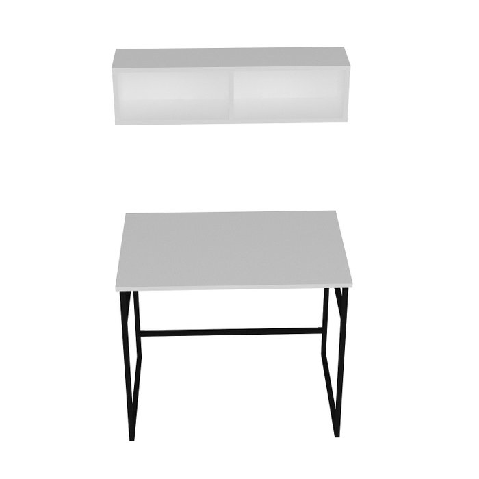 Hanah Home Mesa de Estudio con Estante de Pared Blanco y Negro